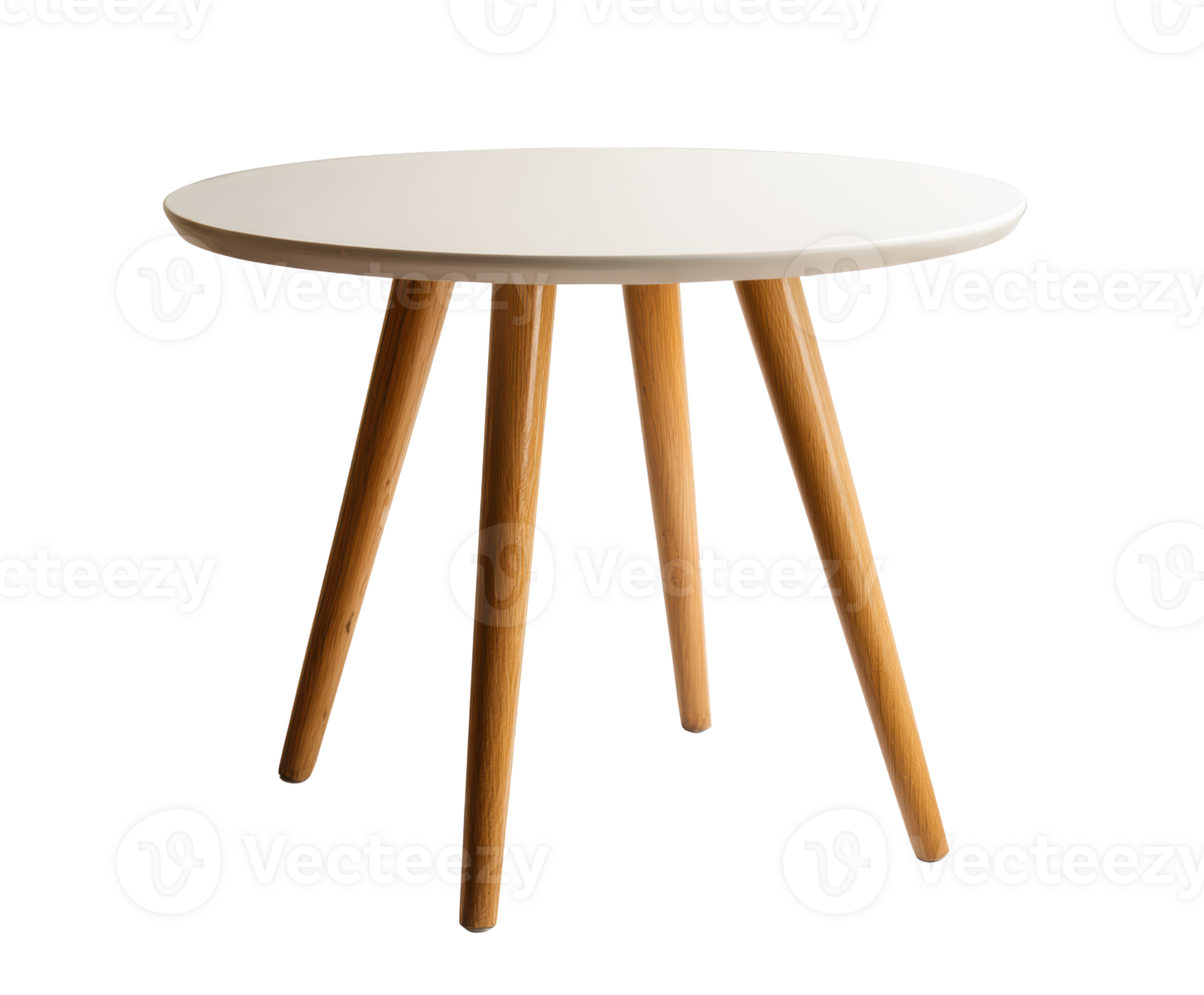 Modern round table with wooden legs for home decor and design png