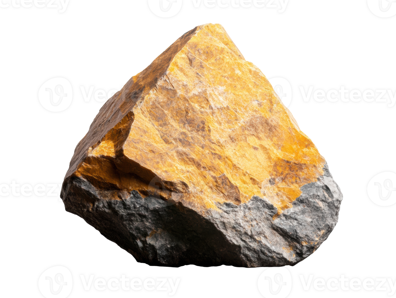 Yellow mineral rock formation for geology education and display png