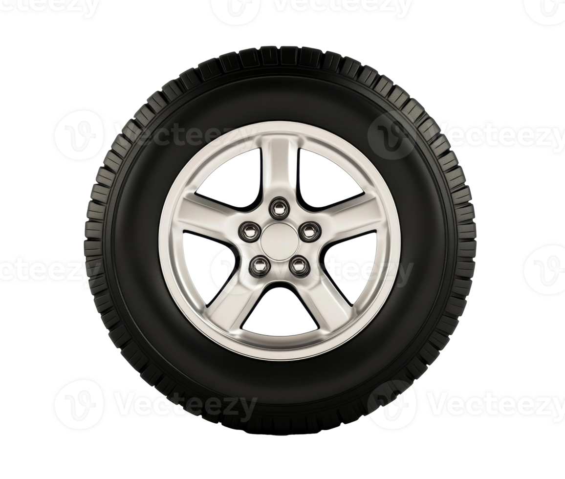 Modern alloy wheel with tire for vehicles and auto enthusiasts png