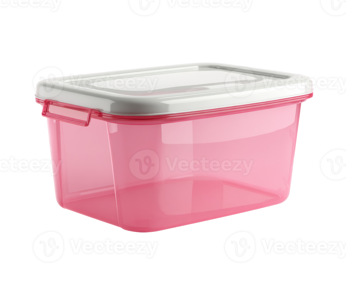 Clear pink container with a white lid for storage png