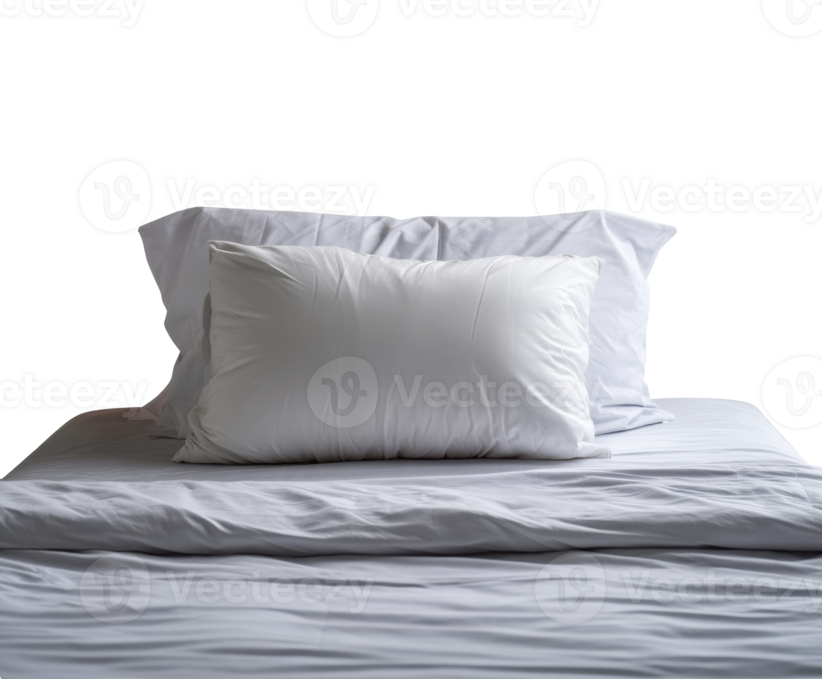 Cozy bed setup with soft pillows and fresh bedding for relaxation png