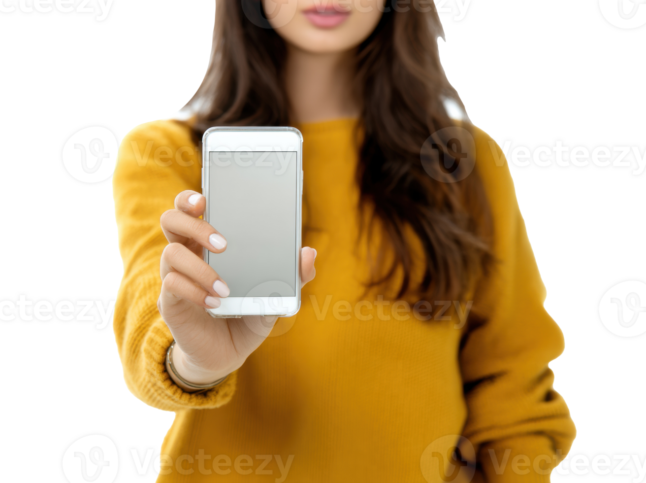 Modern communication with smartphone in casual fashion png