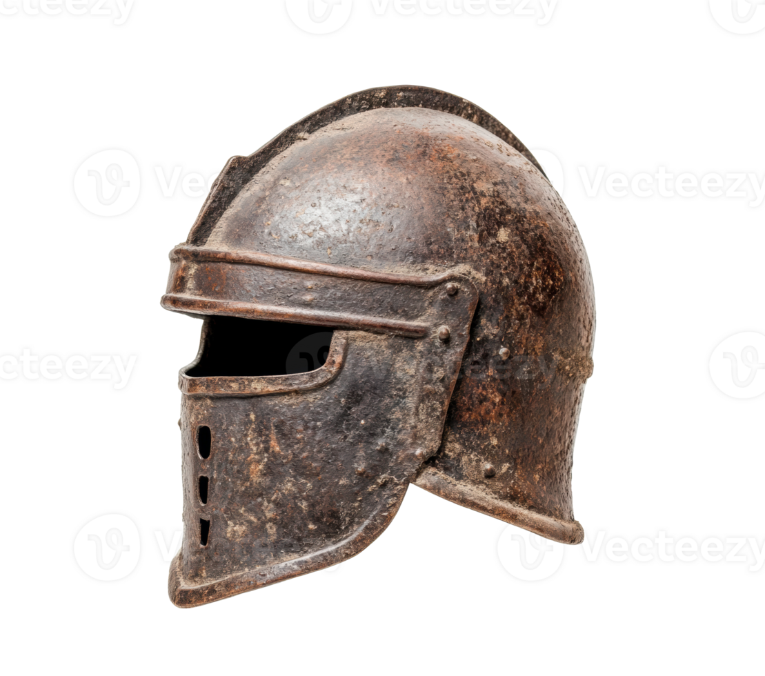 Antique knight helmet showcasing historical craftsmanship and design png