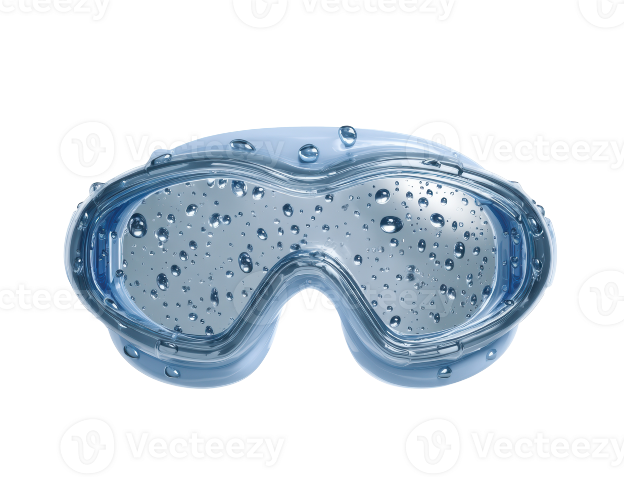 Protective goggles with water droplets for swimming and safety use png