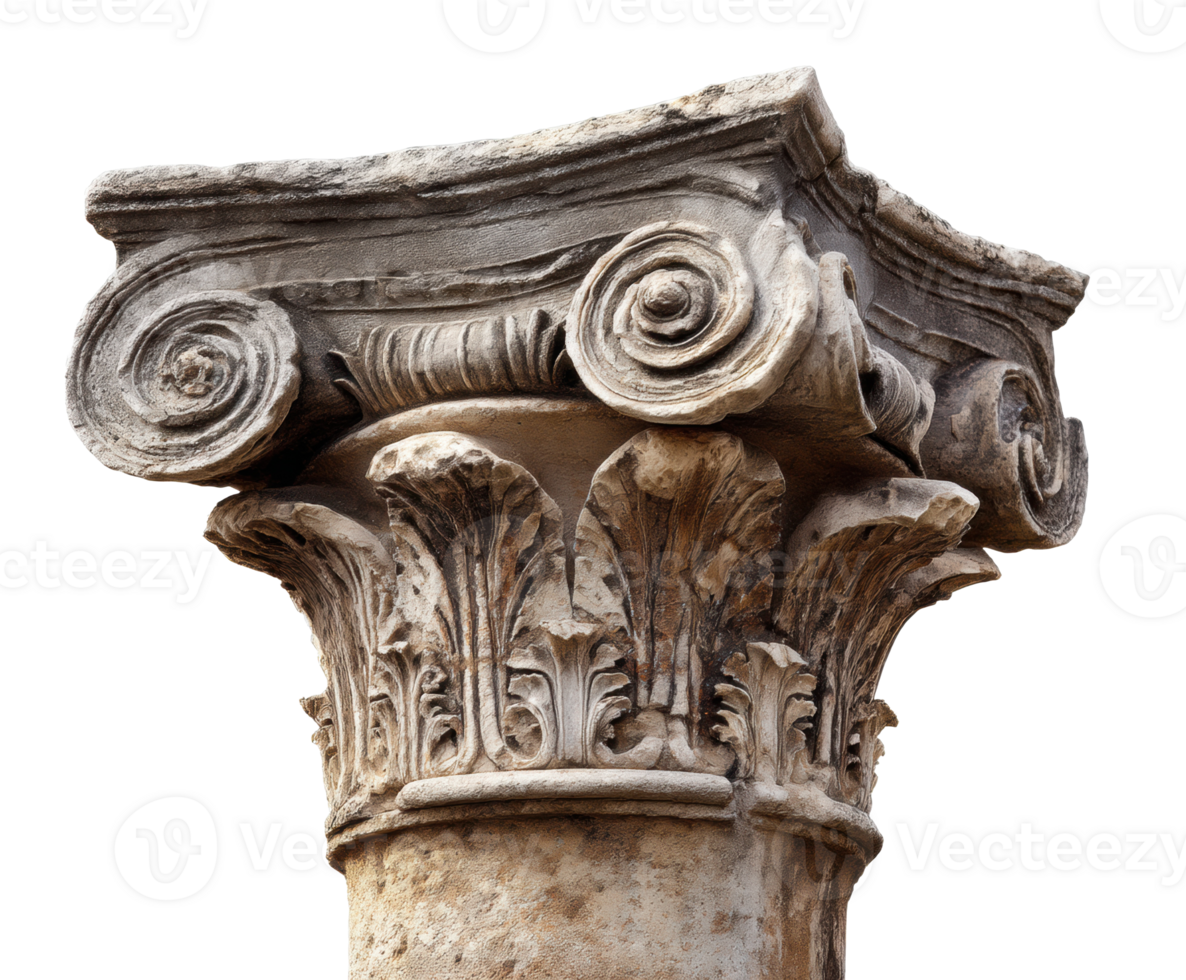 Historic Corinthian column detail in classical architecture setting png