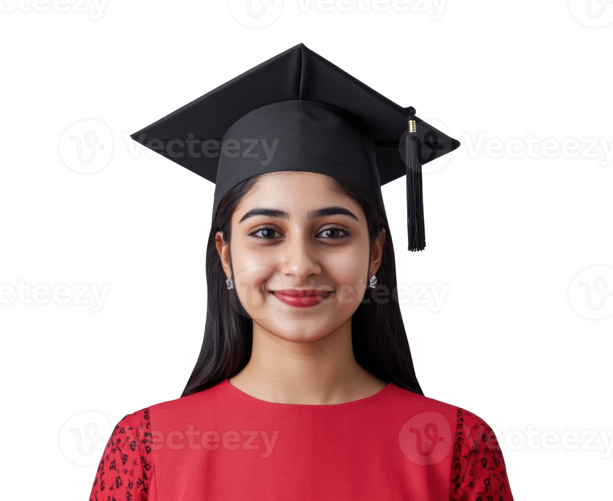 Graduation celebration with a young woman in a cap and gown png