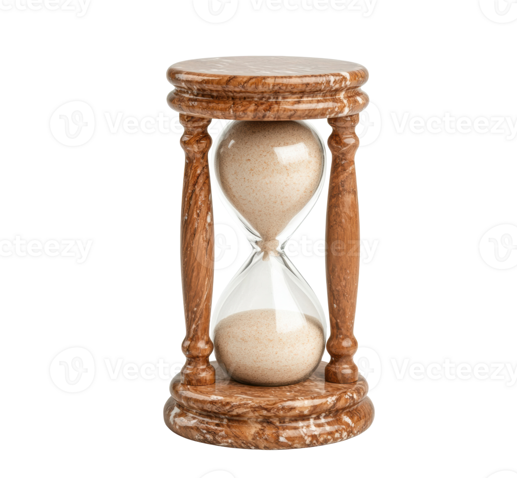 Wooden hourglass representing time and mindfulness png