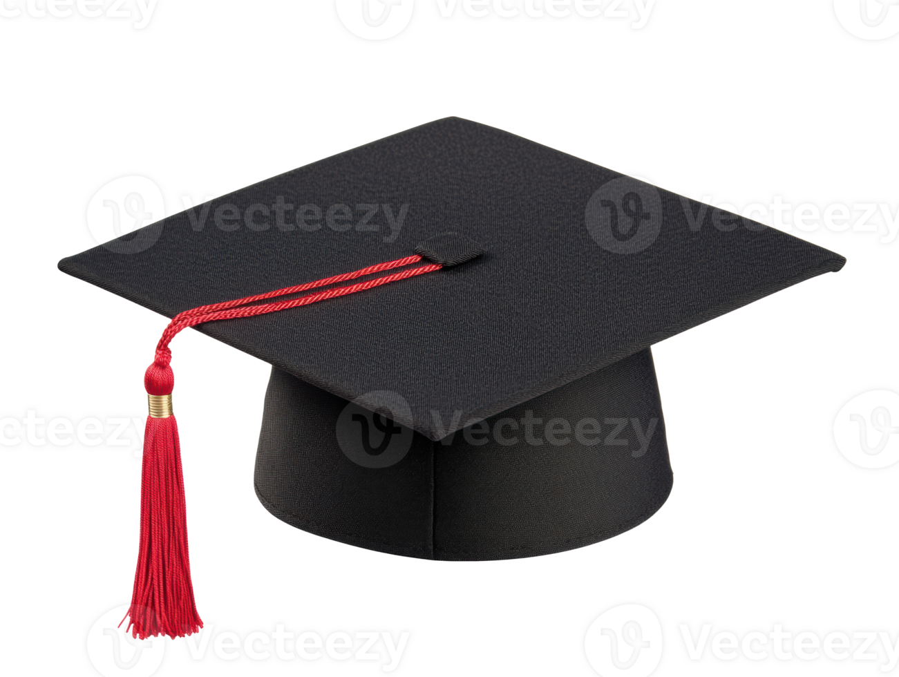 Graduation cap with red tassel for academic achievement celebration png