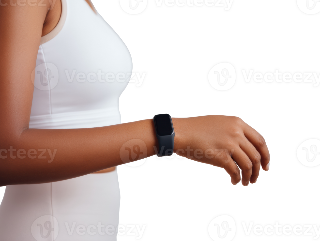 Fitness tracker on a woman's wrist during a workout session png