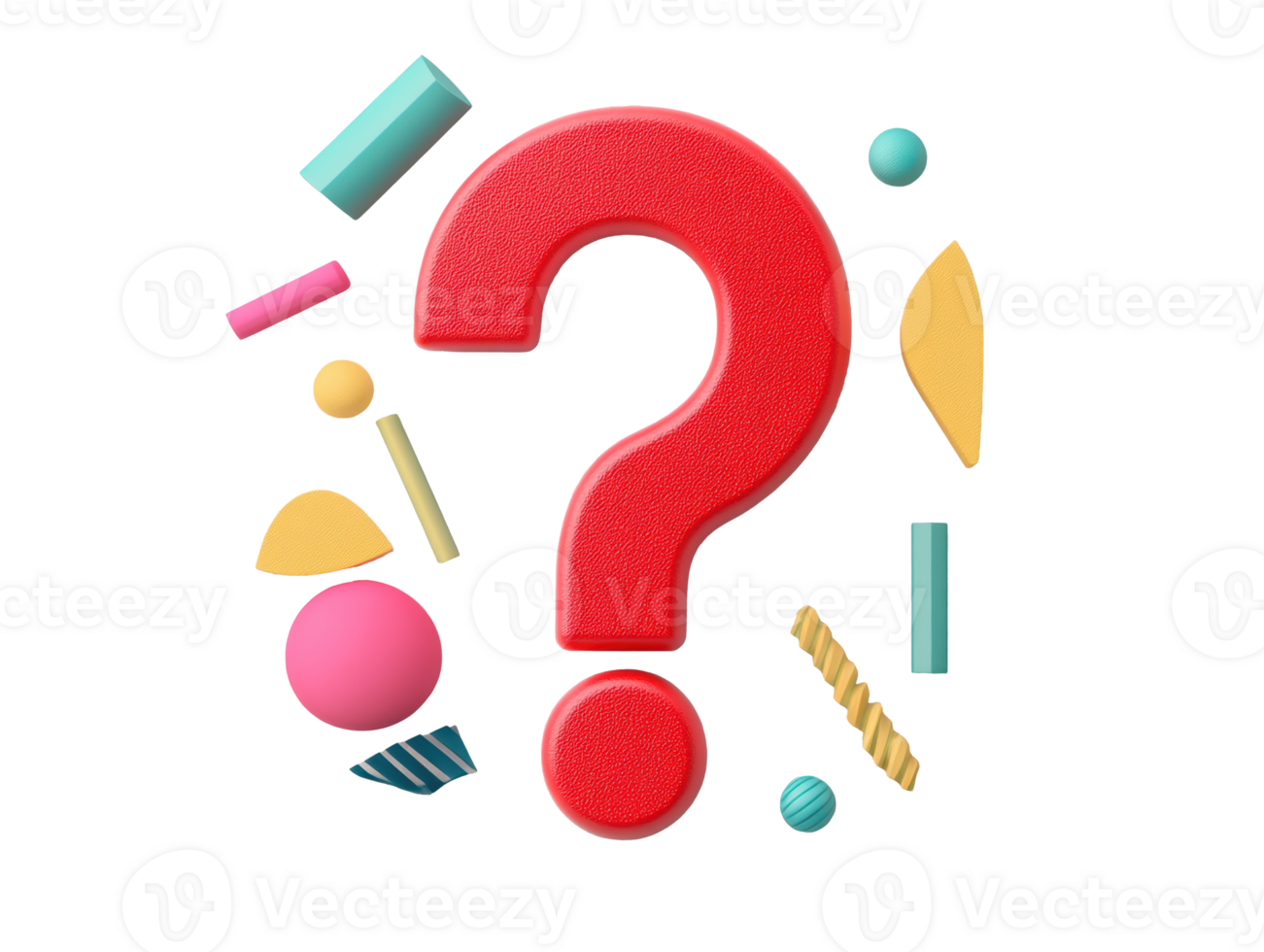 Playful question mark with colorful geometric shapes png