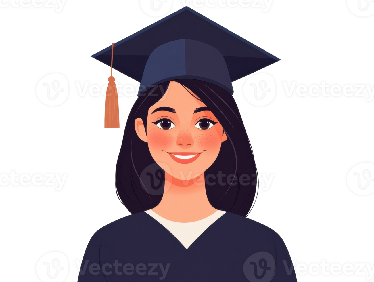 Graduate wearing cap and gown celebrating achievement png
