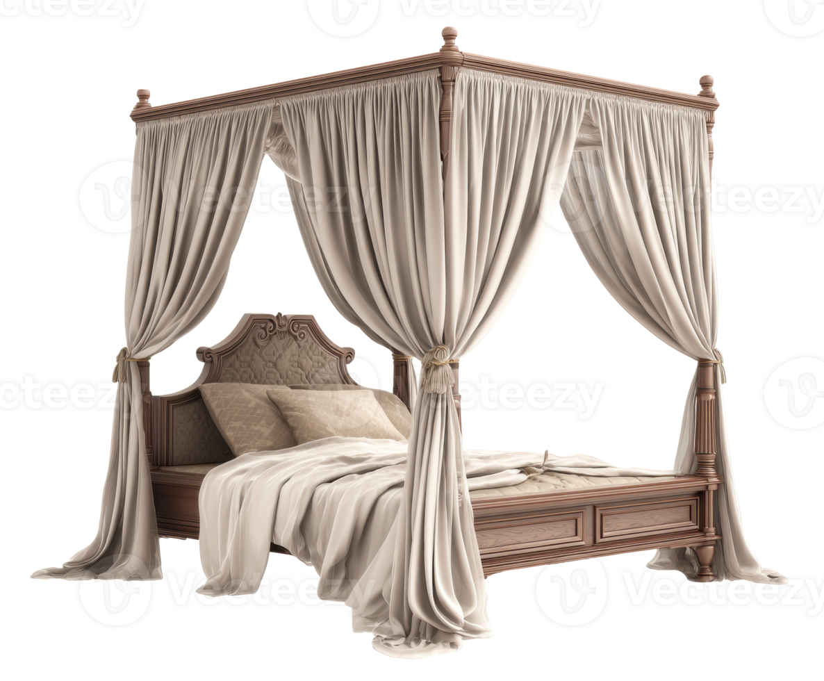 Elegant four poster bed design for luxurious bedroom decor png