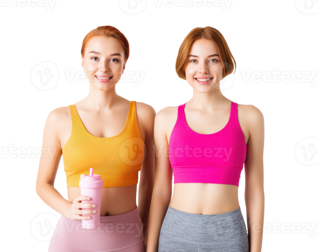 Fitness motivation with stylish women in activewear png