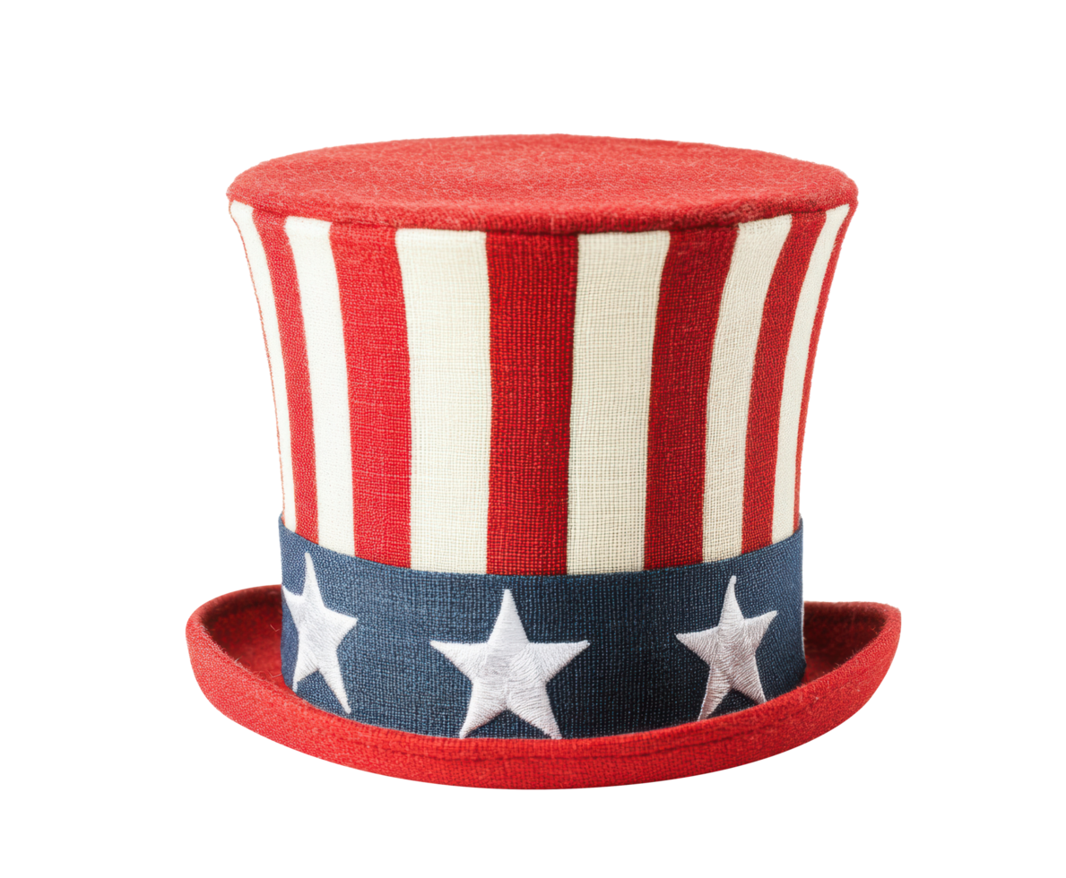 Patriotic hat with red and white stripes for celebration events png