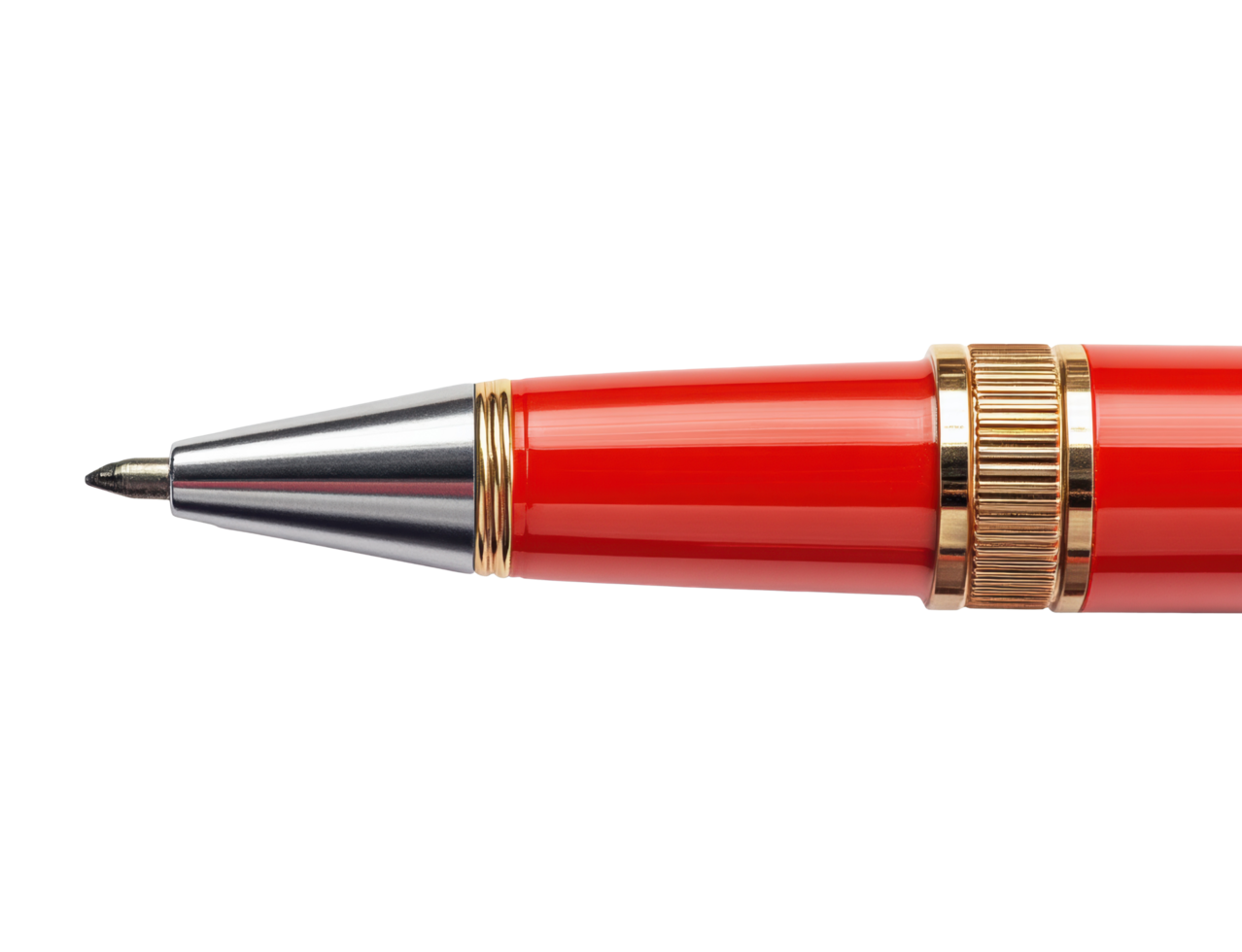 Elegant red pen with gold accents for writing and design projects png