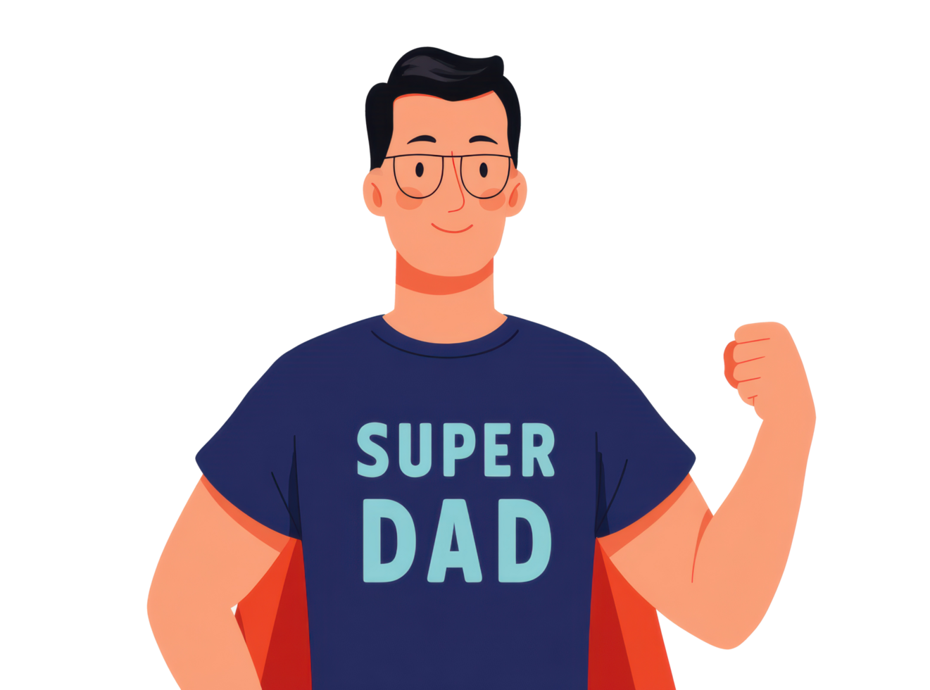 Super Dad character celebrating fatherhood in a vibrant design png