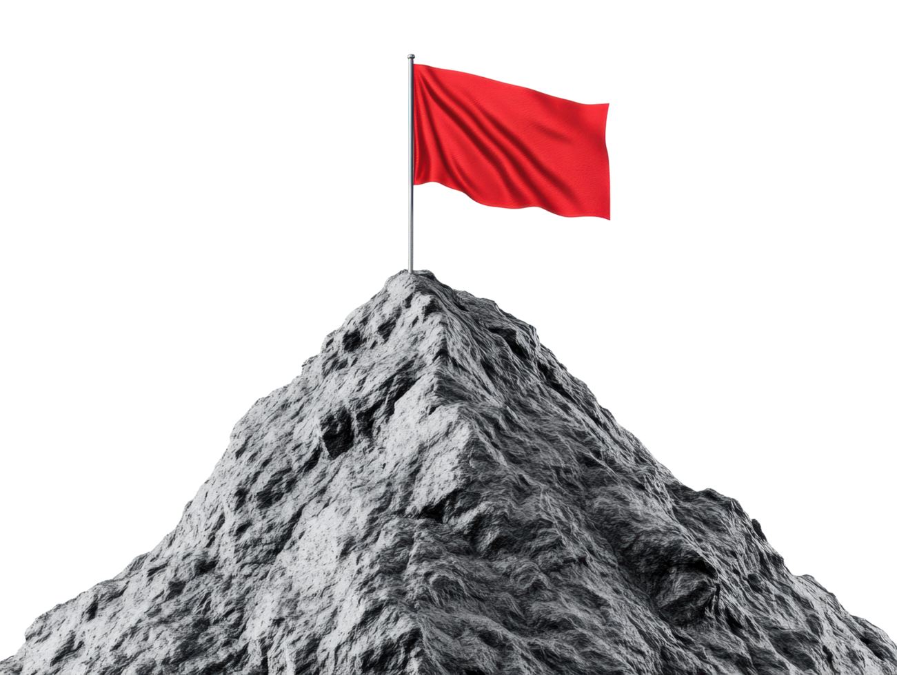 Red flag on mountain peak symbolizing achievement and ambition png