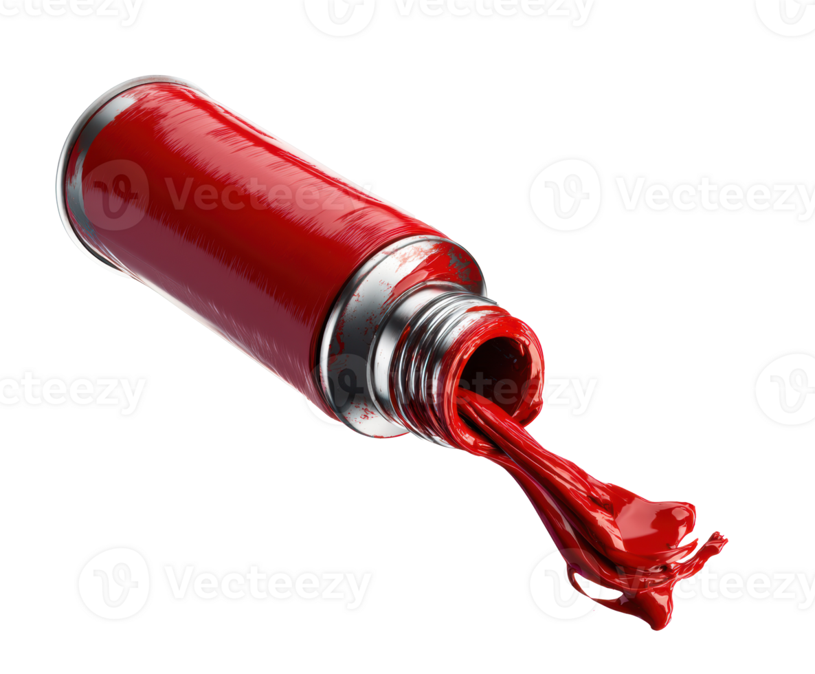 Red paint spilling from a opened tube creating a vibrant flow png