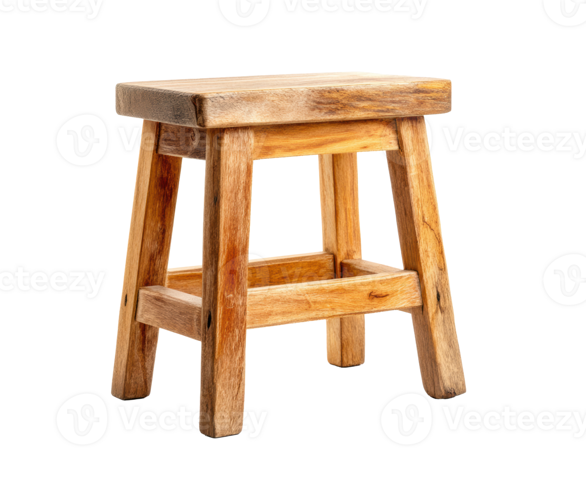 Rustic wooden stool for home decor and furniture enhancement png