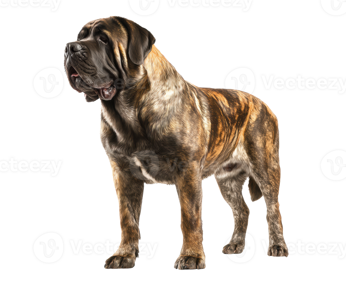 Brindle mastiff standing proudly in a confident pose png