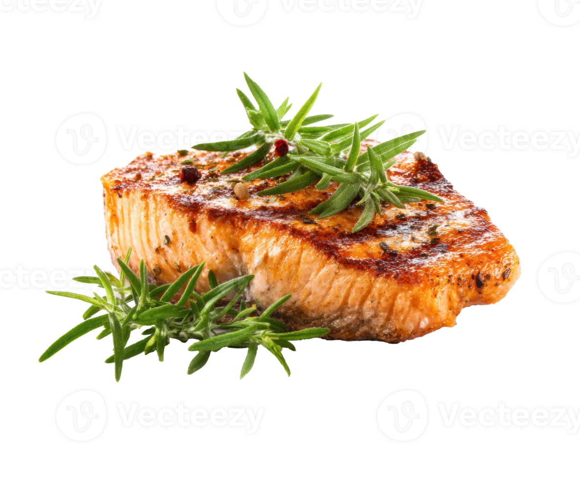 Grilled salmon fillet with fresh herbs for healthy eating png