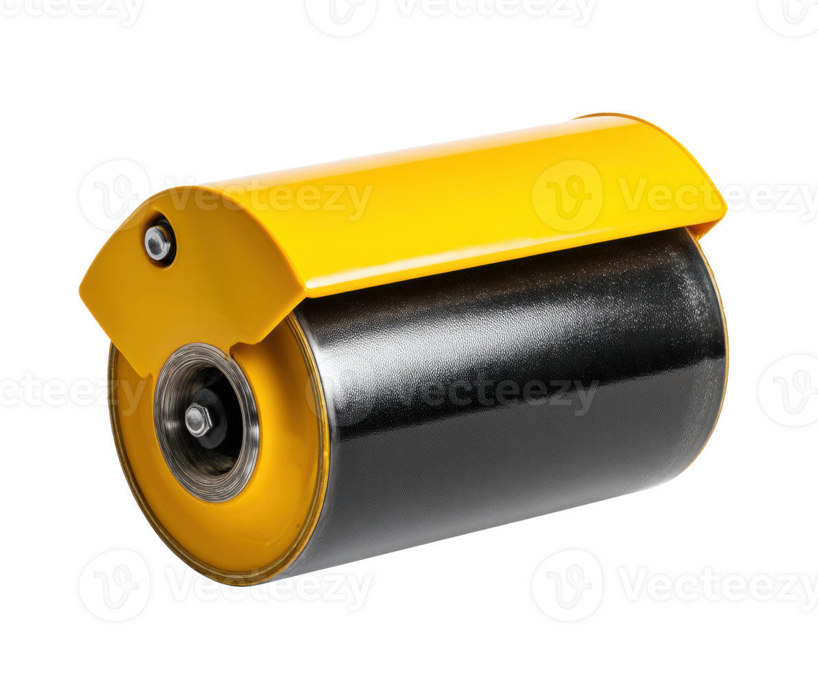 Yellow construction roller for efficient surface compaction tasks png