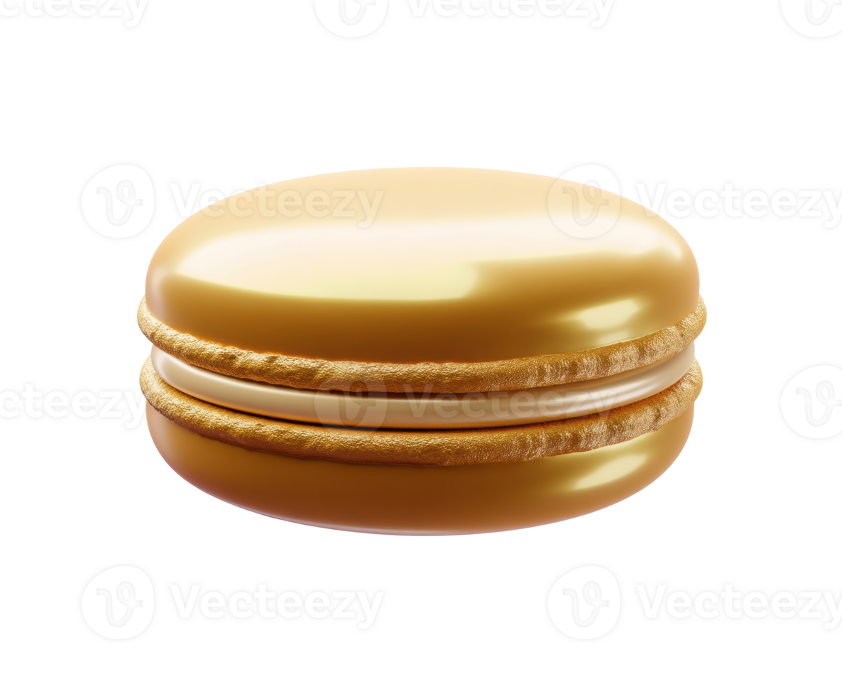 Elegant golden macaron for dessert decoration and indulgence png