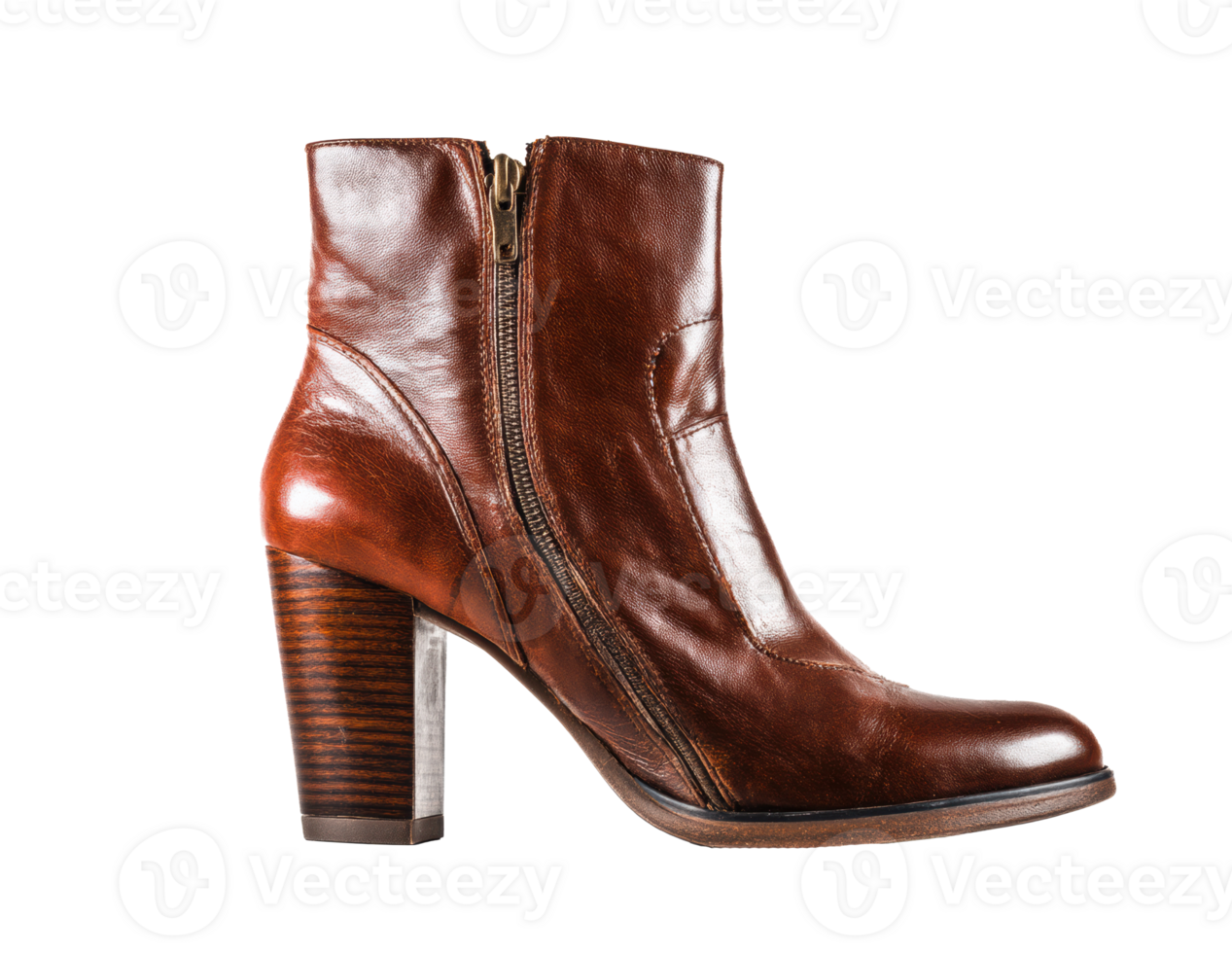 Stylish brown ankle boots with zipper for modern fashion png