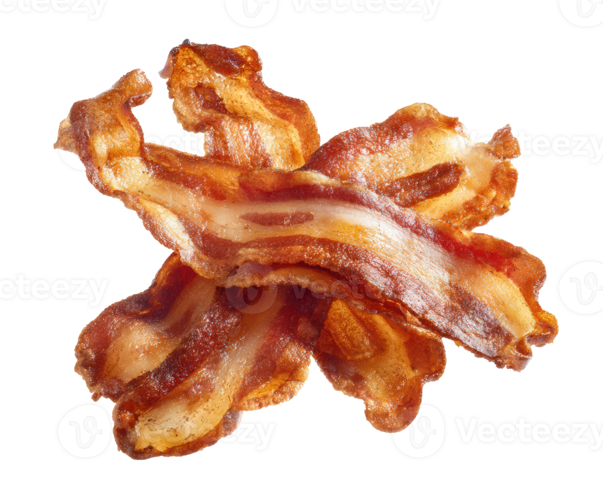 Crispy bacon strips arranged for breakfast enjoyment png