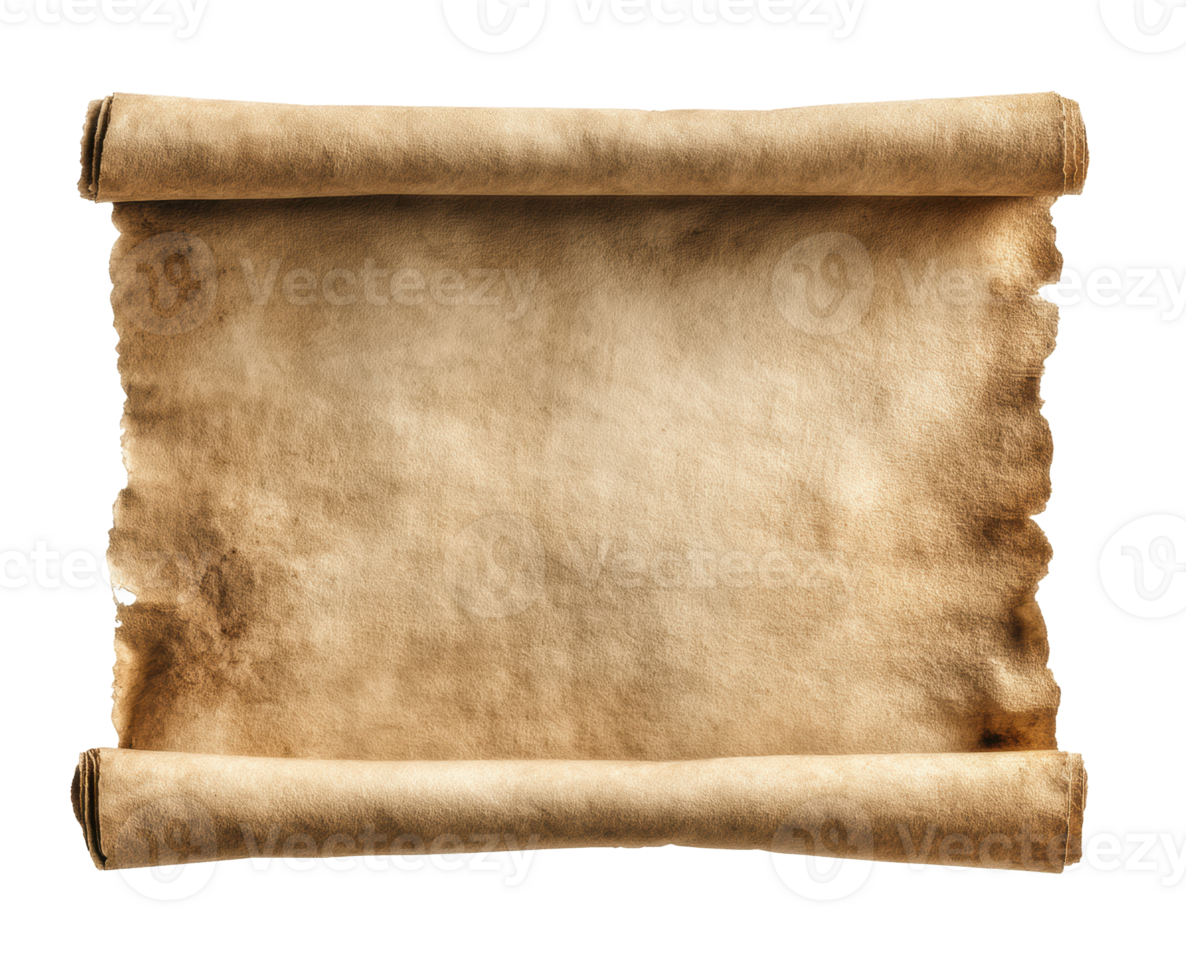Vintage parchment scroll with aged texture perfect for design projects png