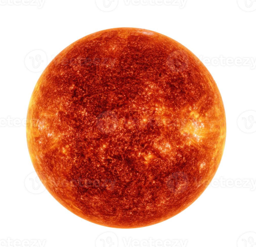 Bright sun sphere with vibrant colors and fiery surface details png
