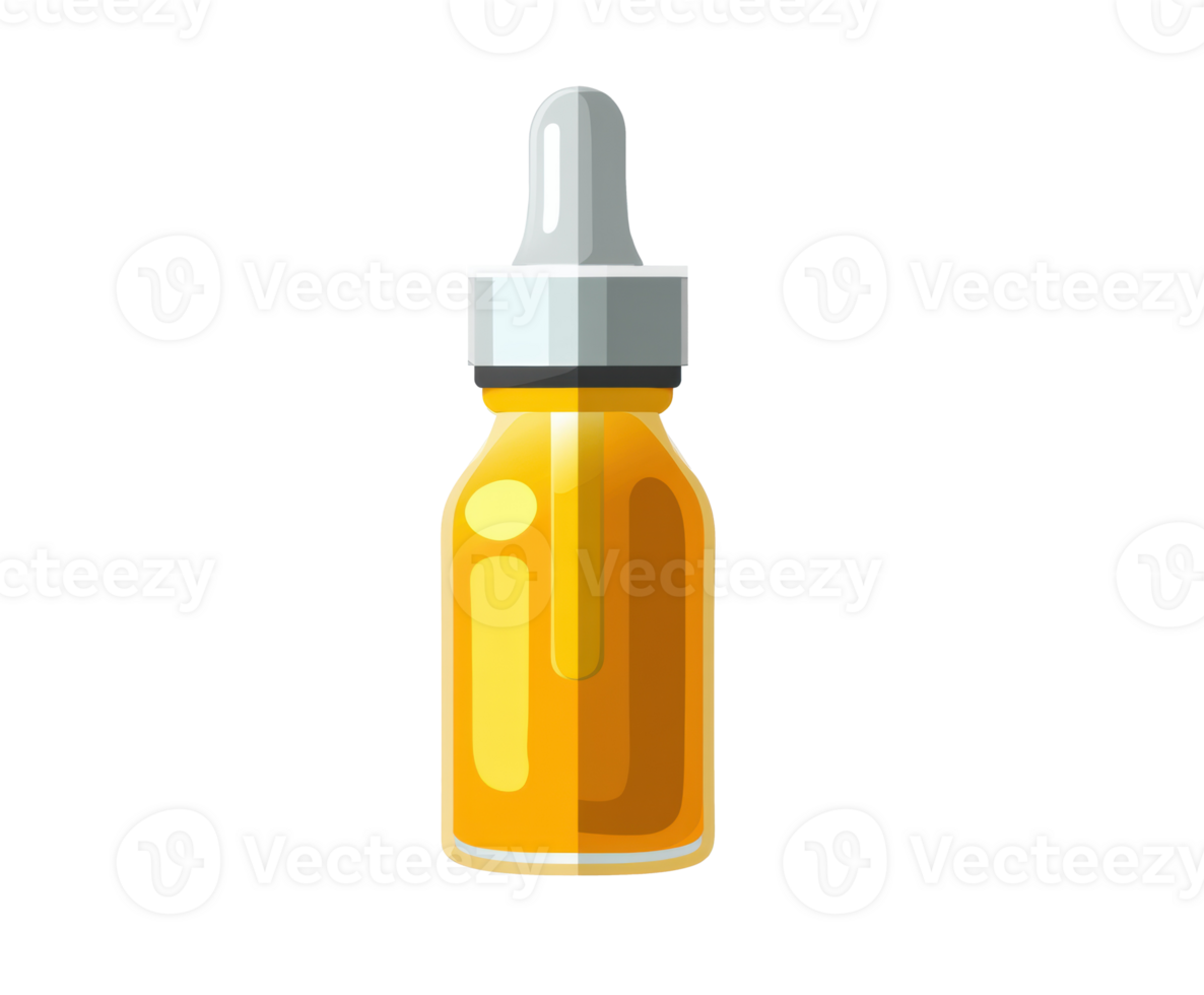 Yellow dropper bottle for essential oils or serums png