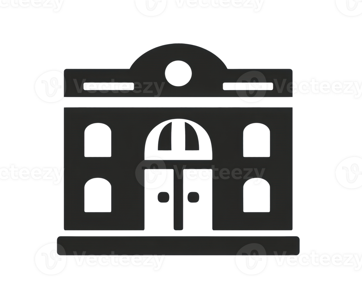 Classic architectural building facade with arched entrance design png