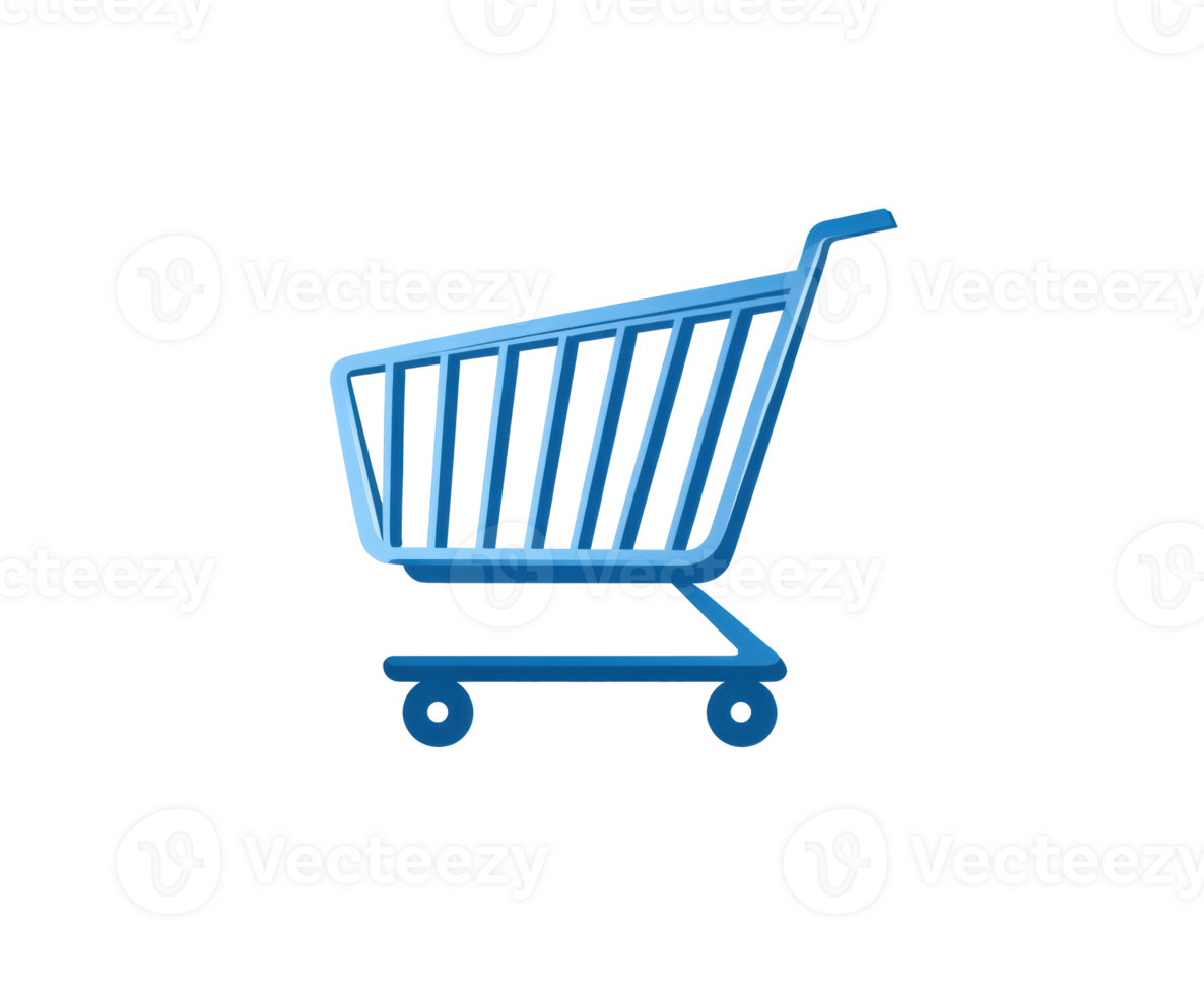 Blue shopping cart design for retail and online commerce png