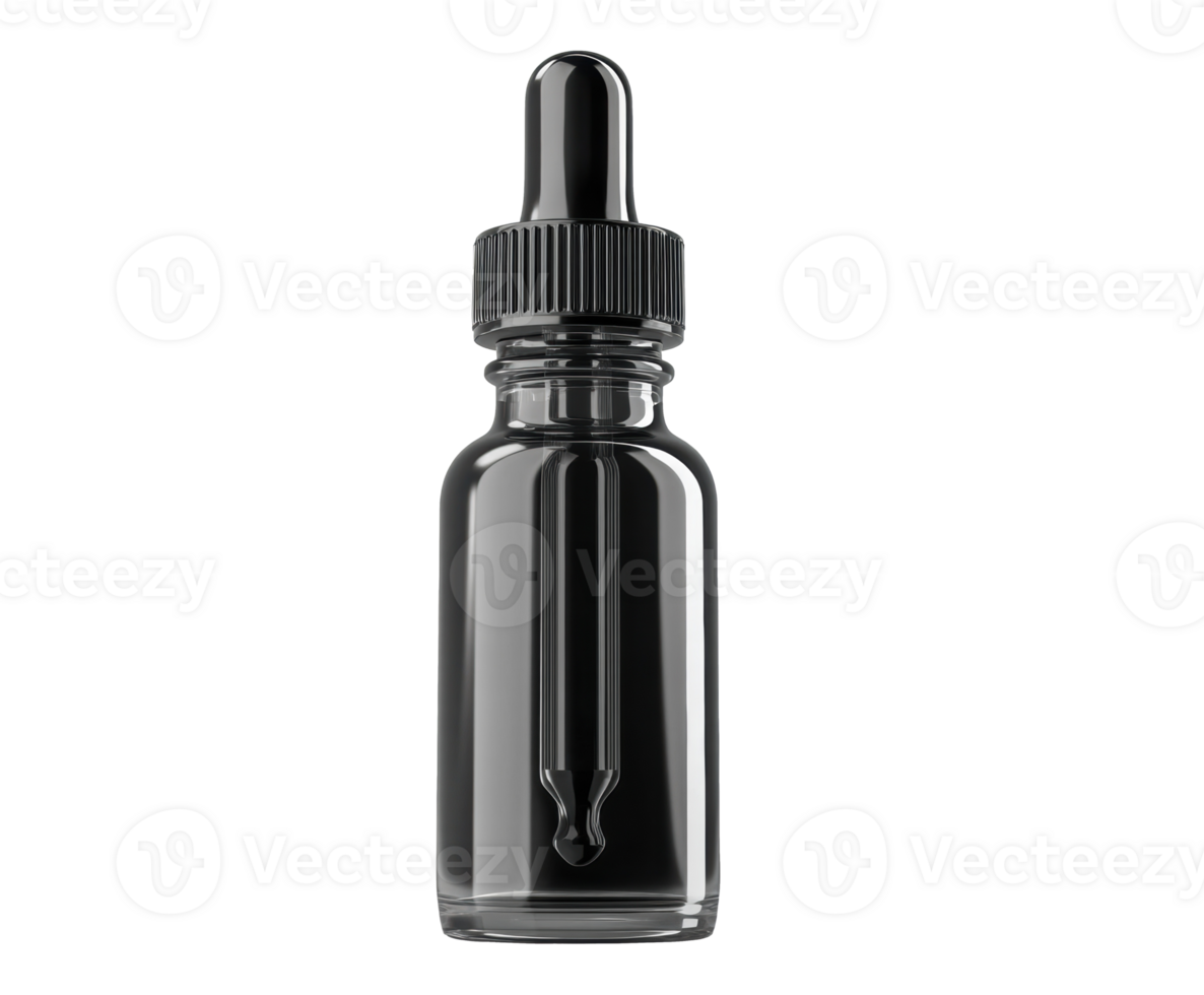 Dropper bottle with black glass for essential oils and serums png