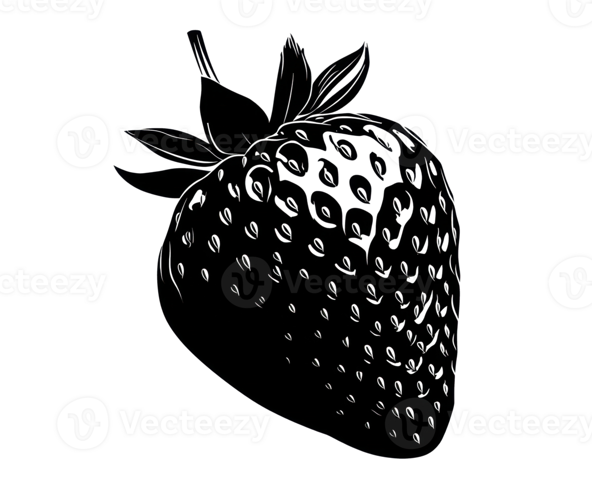 Black and white strawberry illustration for design use png