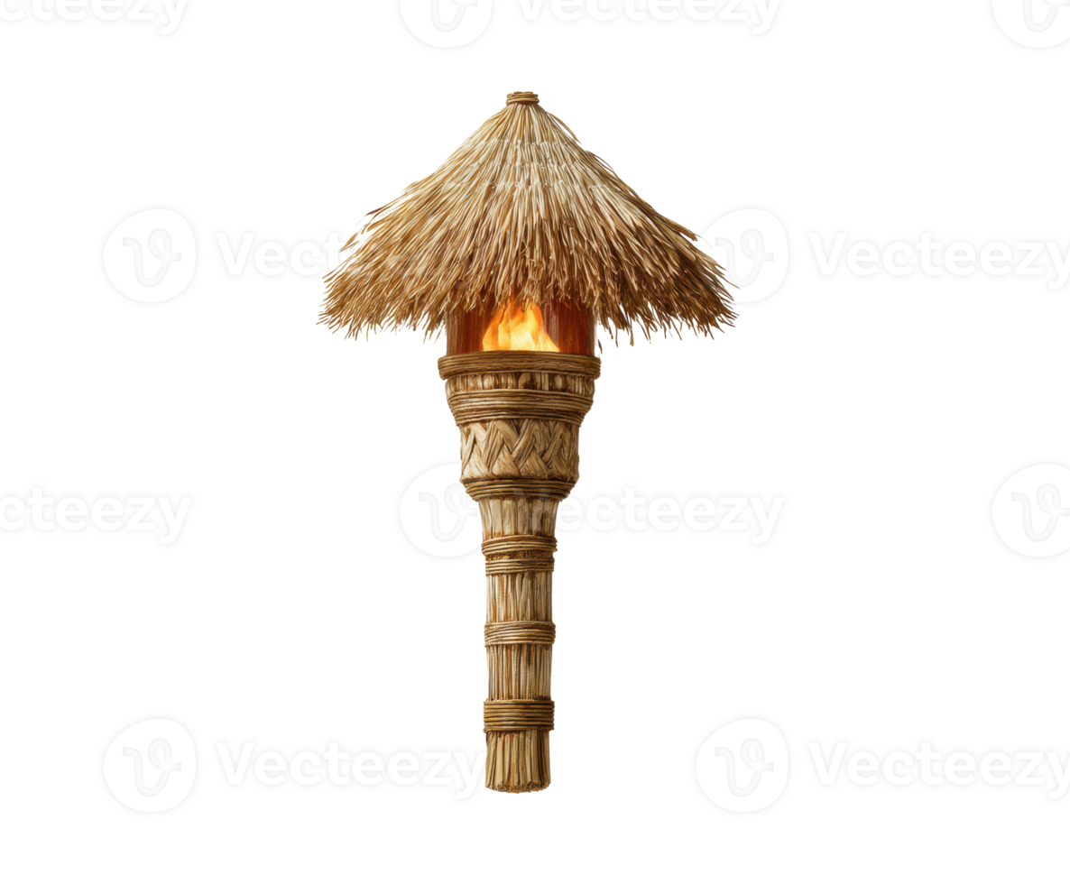 Tropical torch with straw design for outdoor ambiance png
