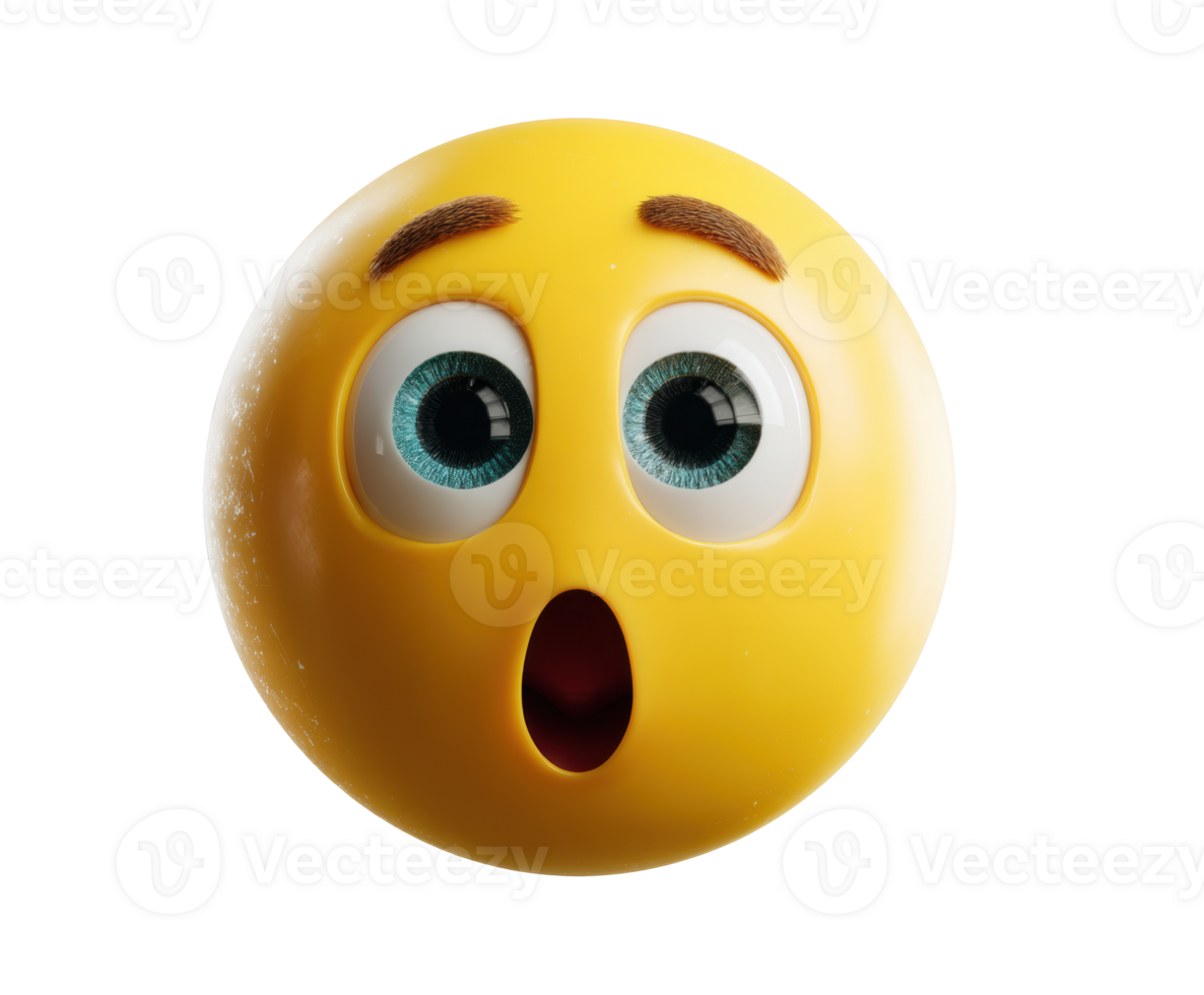 Surprised emoji expression with bright colors and wide eyes png