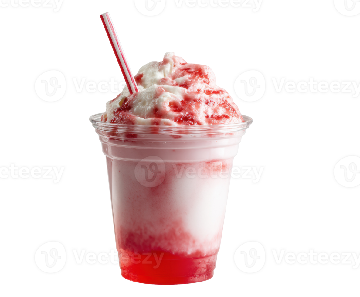Refreshing dessert with strawberry syrup and cream png
