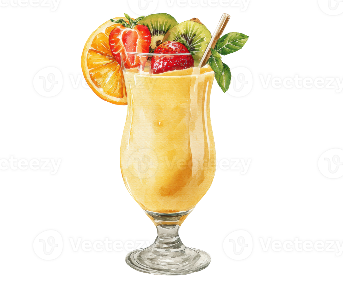 Refreshing tropical smoothie with fresh fruit toppings for summer png