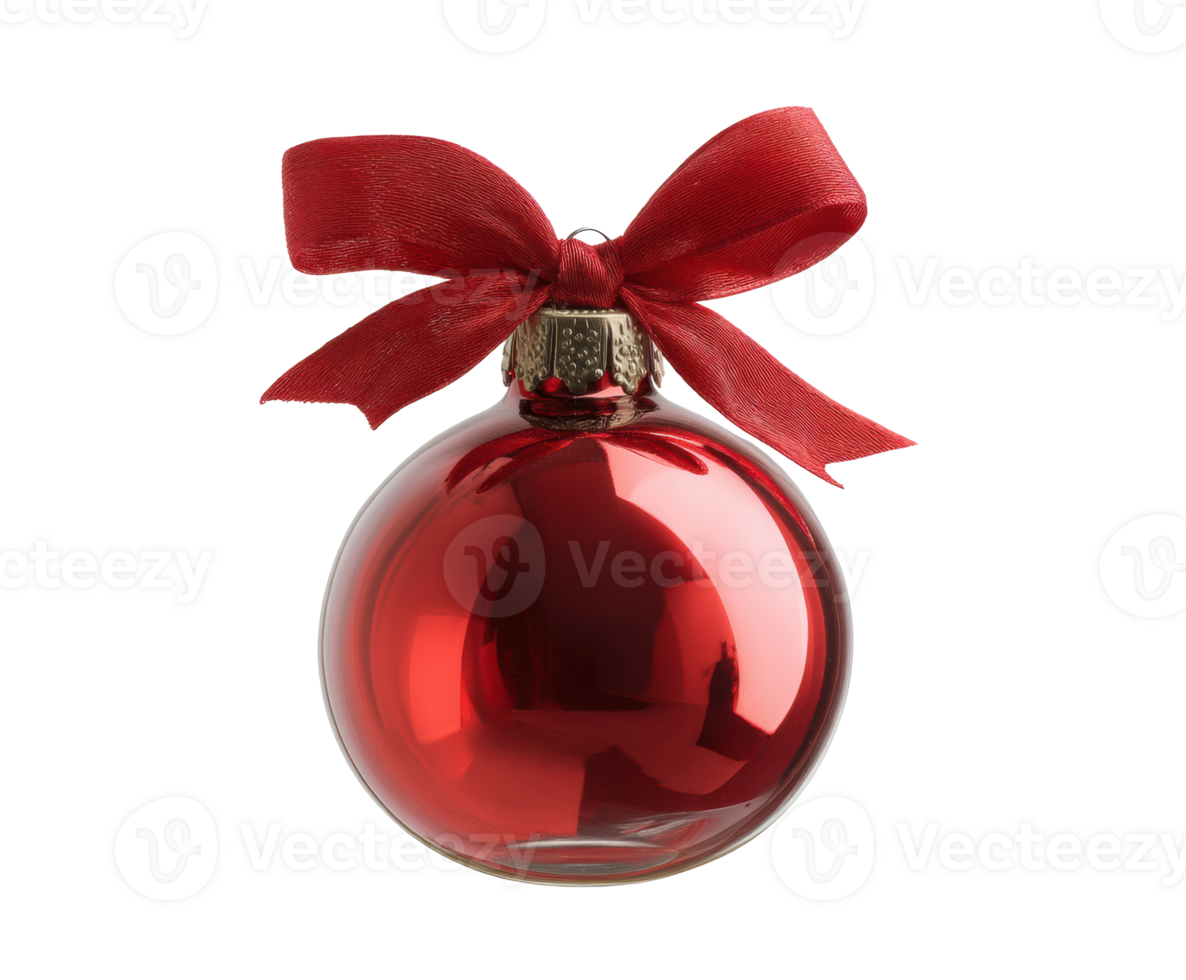 Shiny red Christmas ornament with ribbon for festive decor png