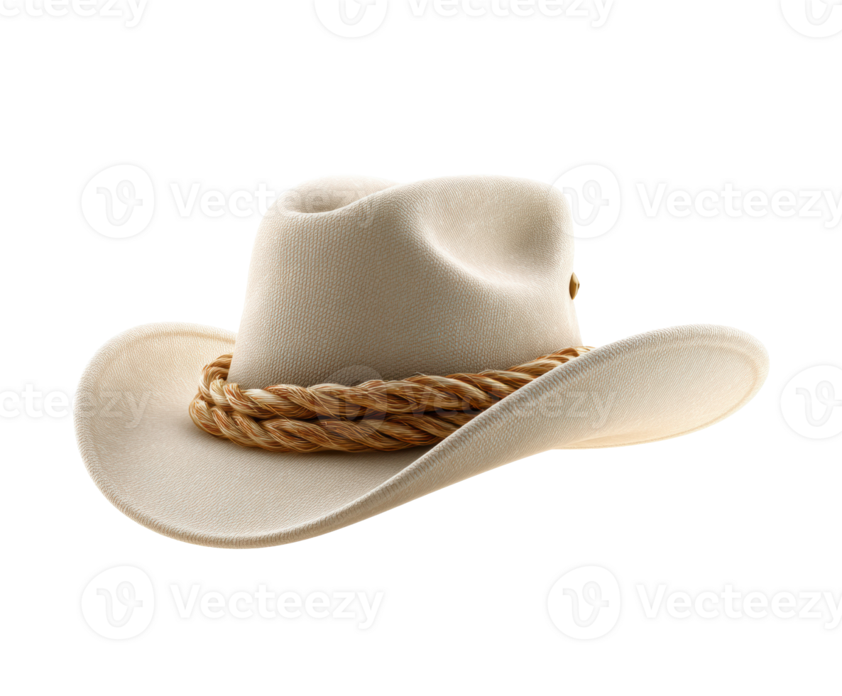 Cowboy hat with braided rope band for outdoor adventures png
