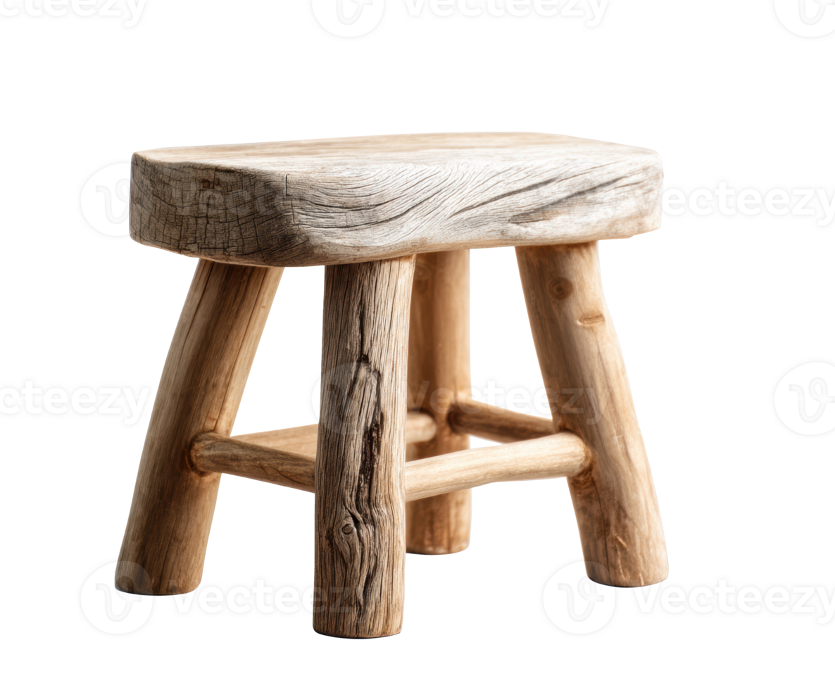 Rustic wooden stool for home decor and furniture design png