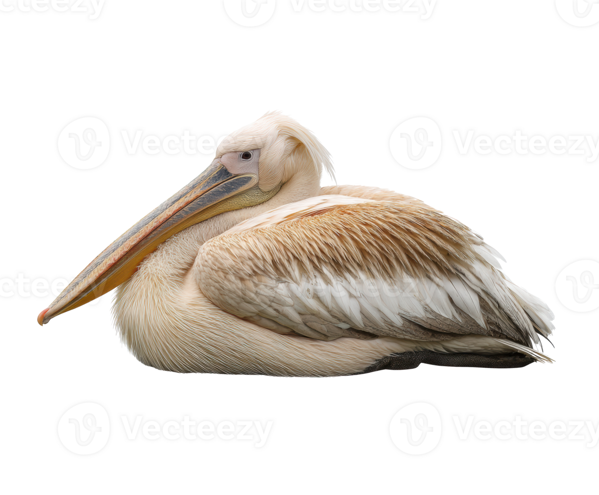 Pelican resting quietly by the water on a sunny day png