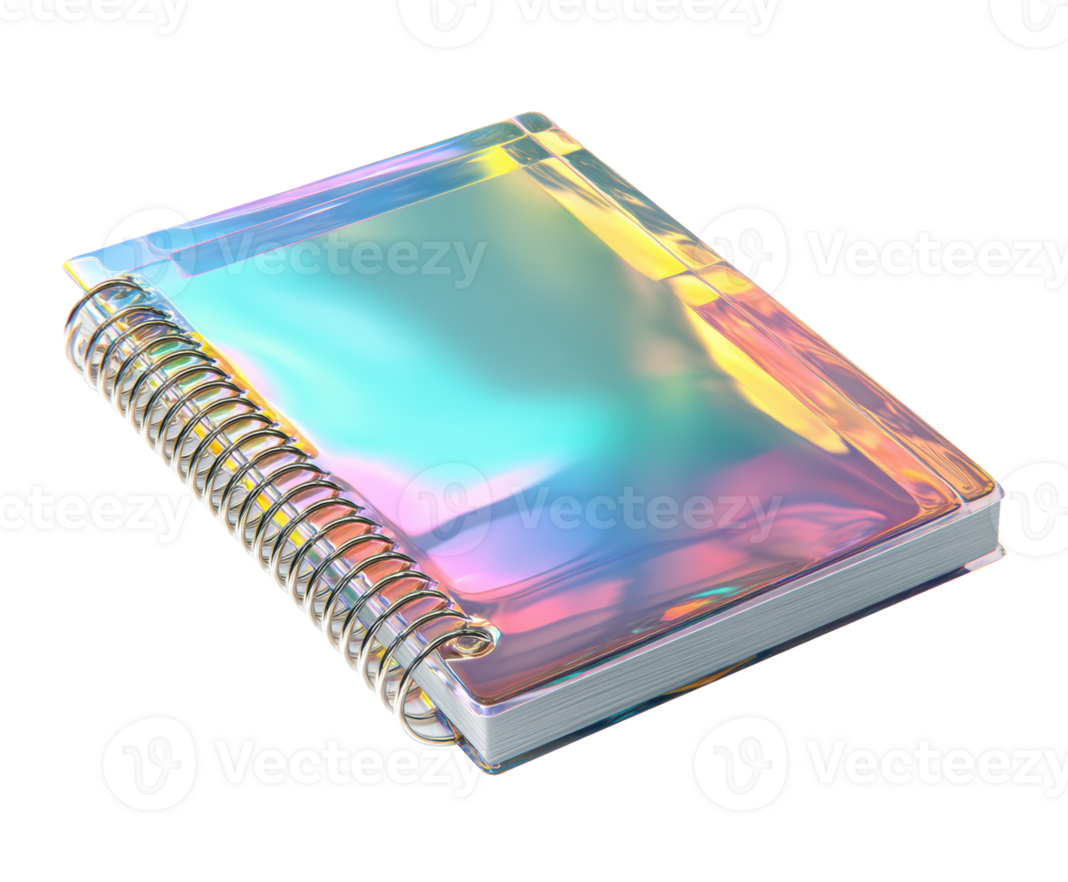 Colorful holographic notebook for creativity and organization png