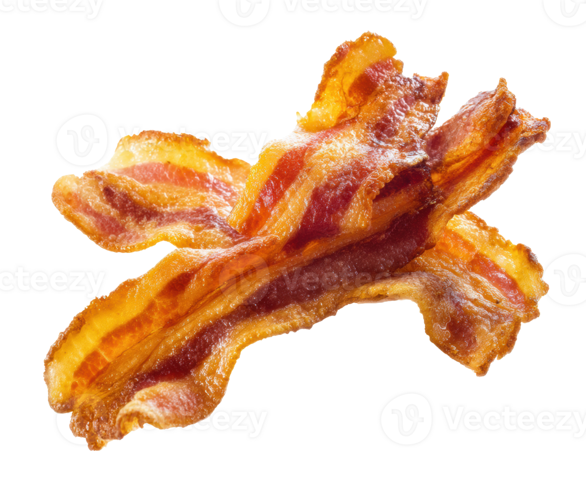 Crispy bacon strips for breakfast or savory dishes png