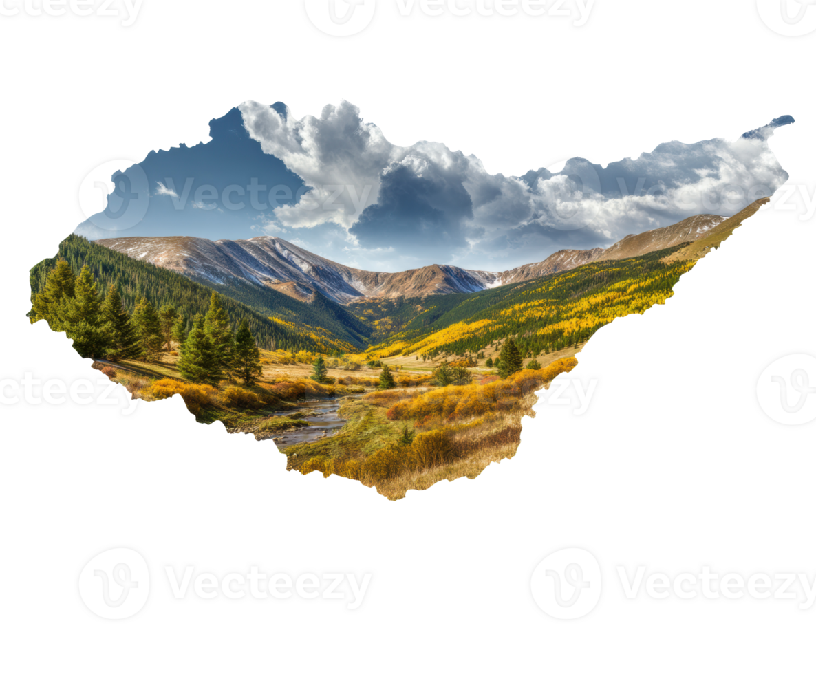 Majestic mountain landscape with vibrant fall colors in Colorado png