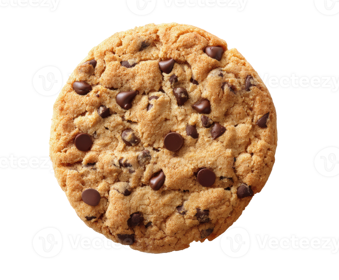 Delicious chocolate chip cookie ready for enjoyment png