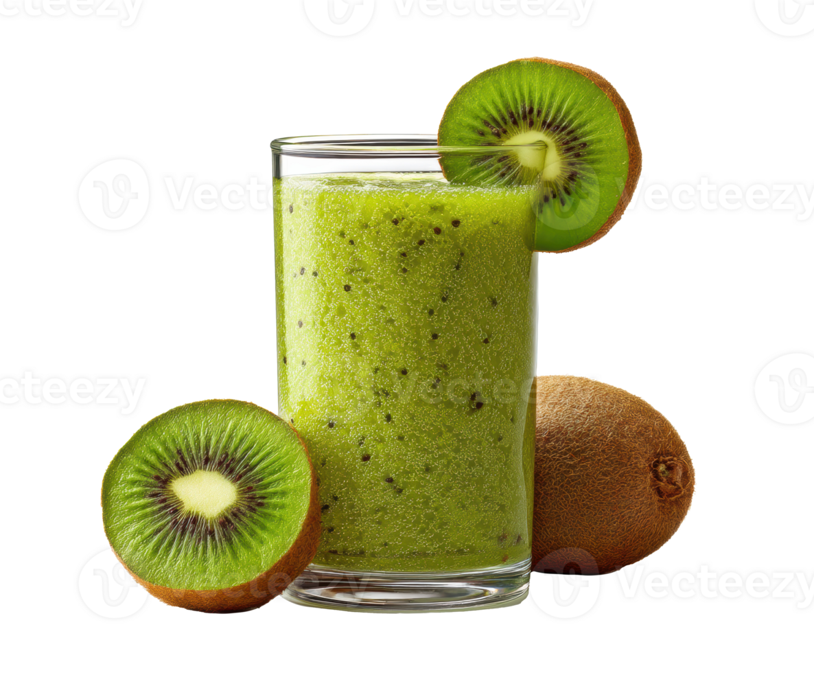 Refreshing kiwi smoothie served with fresh fruit slices png