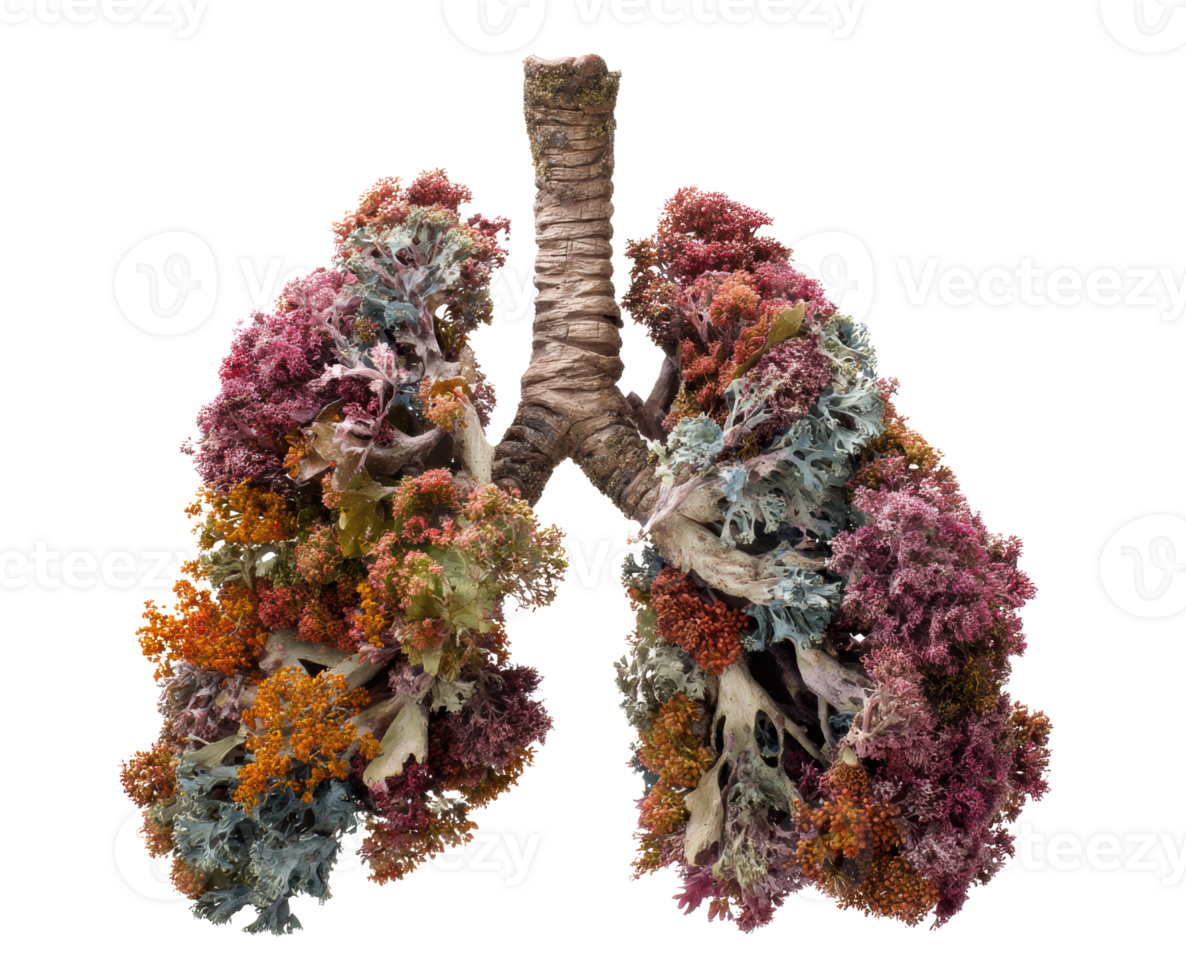 Colorful artificial lungs with organic textures for health design png